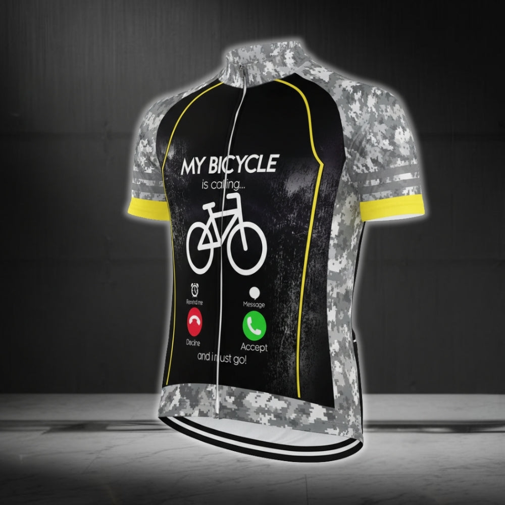 My Bicycle Is Calling And I Must Go Men's Short Sleeve Cycling Jersey, Funny Cycling Jerseys For Mens CG0322