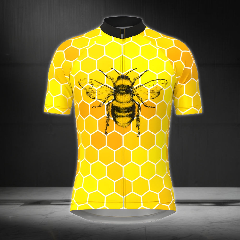 Bee Yellow Cycling Short Sleeve Jersey For Men, Men's Bee Cycling Jerseys CZ0073