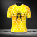 Bee Yellow Cycling Short Sleeve Jersey For Men, Men's Bee Cycling Jerseys CZ0073
