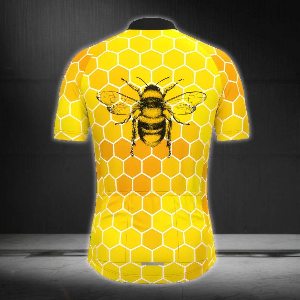 Bee Yellow Cycling Short Sleeve Jersey For Men, Men's Bee Cycling Jerseys CZ0073