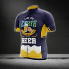 Save The Earth It's The Only Planet With Beer Cycling Jersey Short Sleeve For Men, Eco Cycling Jersey For Beer Lovers CG0197