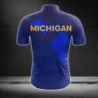 Blue Michigan Cycling Short Sleeve Jersey For Men, Michigan State Cycling Jerseys CG0423
