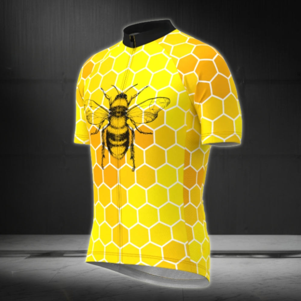 Bee Yellow Cycling Short Sleeve Jersey For Men, Men's Bee Cycling Jerseys CZ0073