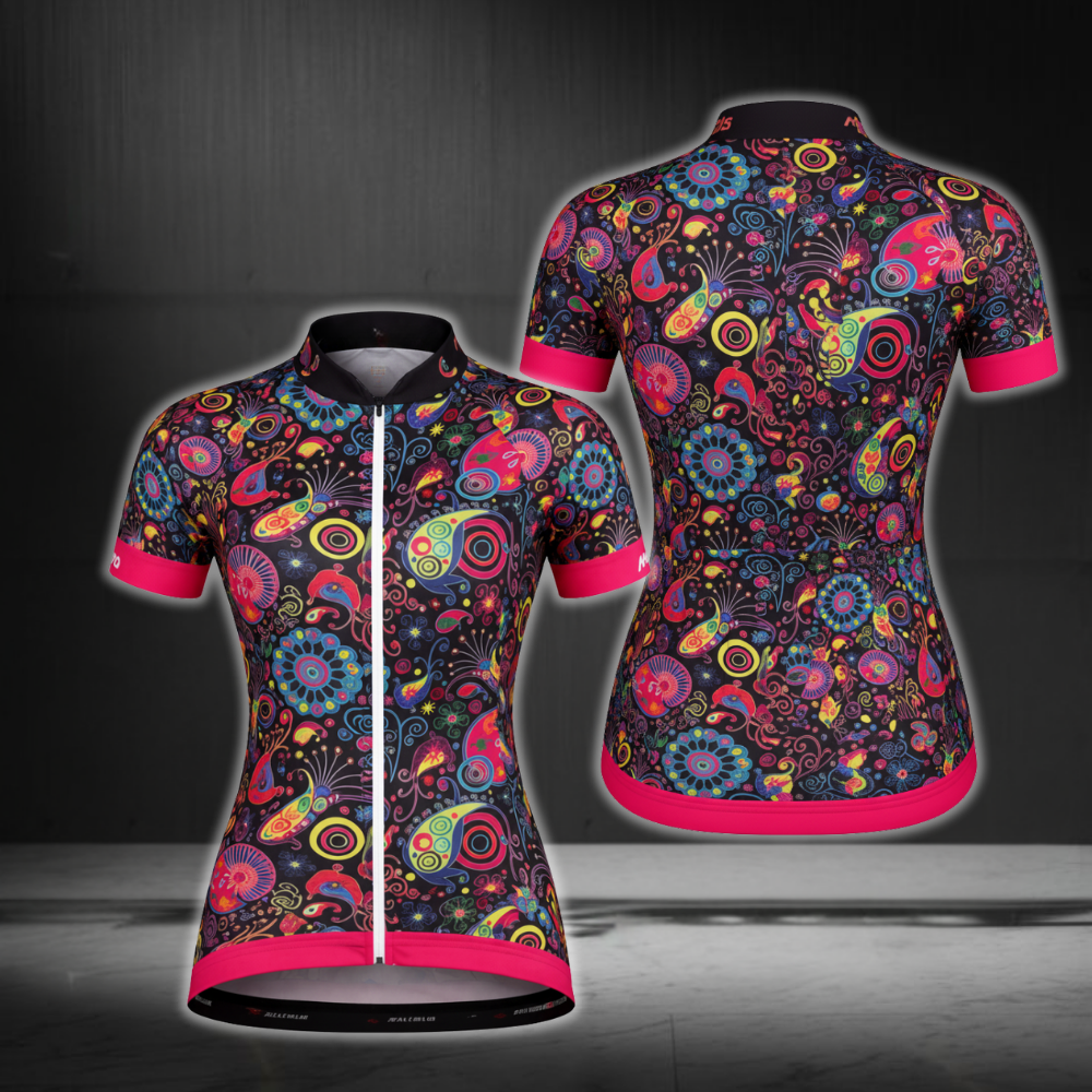 Paisley Cycling Short Sleeve Jersey For Women, Ladies Paisley Cycling Jerseys CZ0140