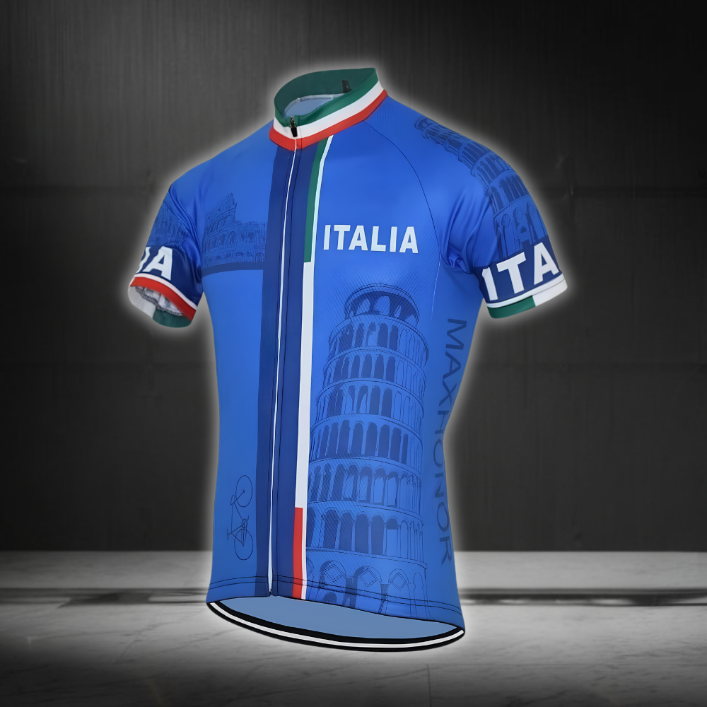 Men's Blue Itali Cycling Short Sleeve Jersey, Itali Cycling Jersey CG0835