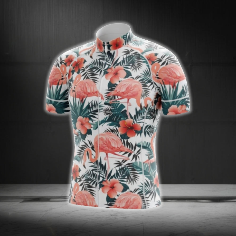 Tropical Flamingo Cycling Short Sleeve Men Jersey, Flamingo Cycling Jerseys CG0616