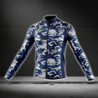 Men's Blue Camo Cycling Long Sleeve Jersey For Men, Camouflage Cycling Jerseys CG0724