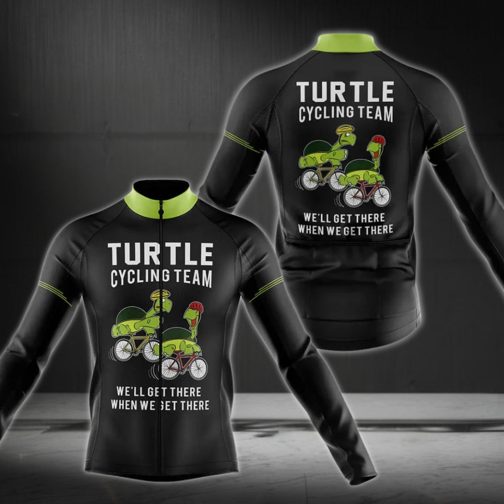 Turtle Cycling Team We're Slow As Shell Cycling Long Sleeve Jersey Men, Turtle Team Cycling Jersey CZ0070