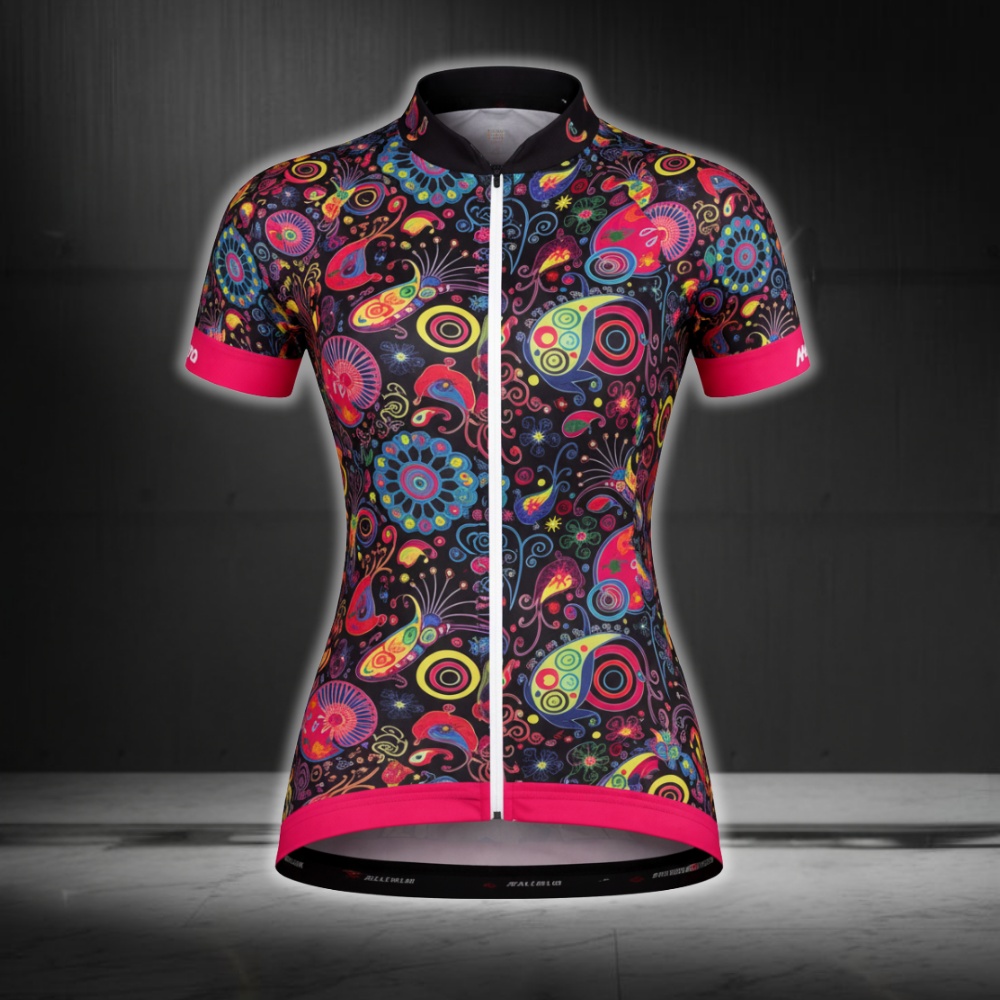 Paisley Cycling Short Sleeve Jersey For Women, Ladies Paisley Cycling Jerseys CZ0140