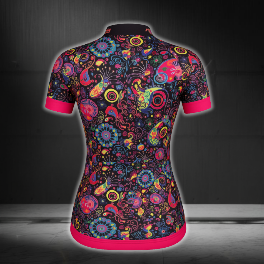 Paisley Cycling Short Sleeve Jersey For Women, Ladies Paisley Cycling Jerseys CZ0140