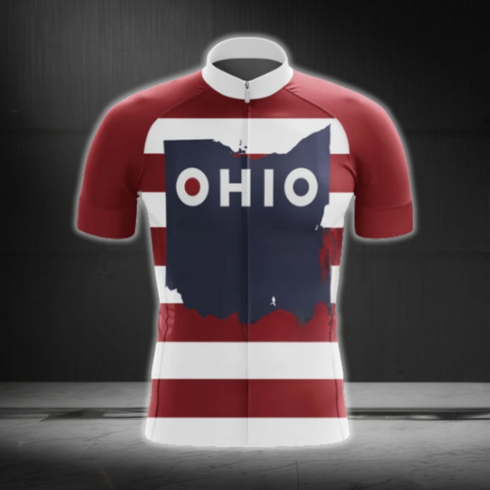 Men's Ohio Flag Short Sleeve Cycling Jersey, Ohio Cycling Jerseys CG0424