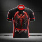 Black And Red Cross Forgiven Cycling Short Sleeve Jersey For Men, Christian Cycling Jerseys CG0547