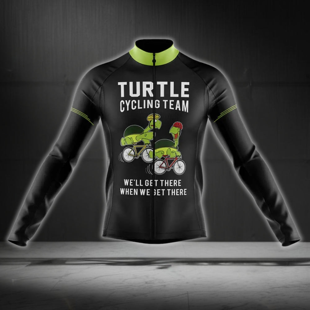 Turtle Cycling Team We're Slow As Shell Cycling Long Sleeve Jersey Men, Turtle Team Cycling Jersey CZ0070