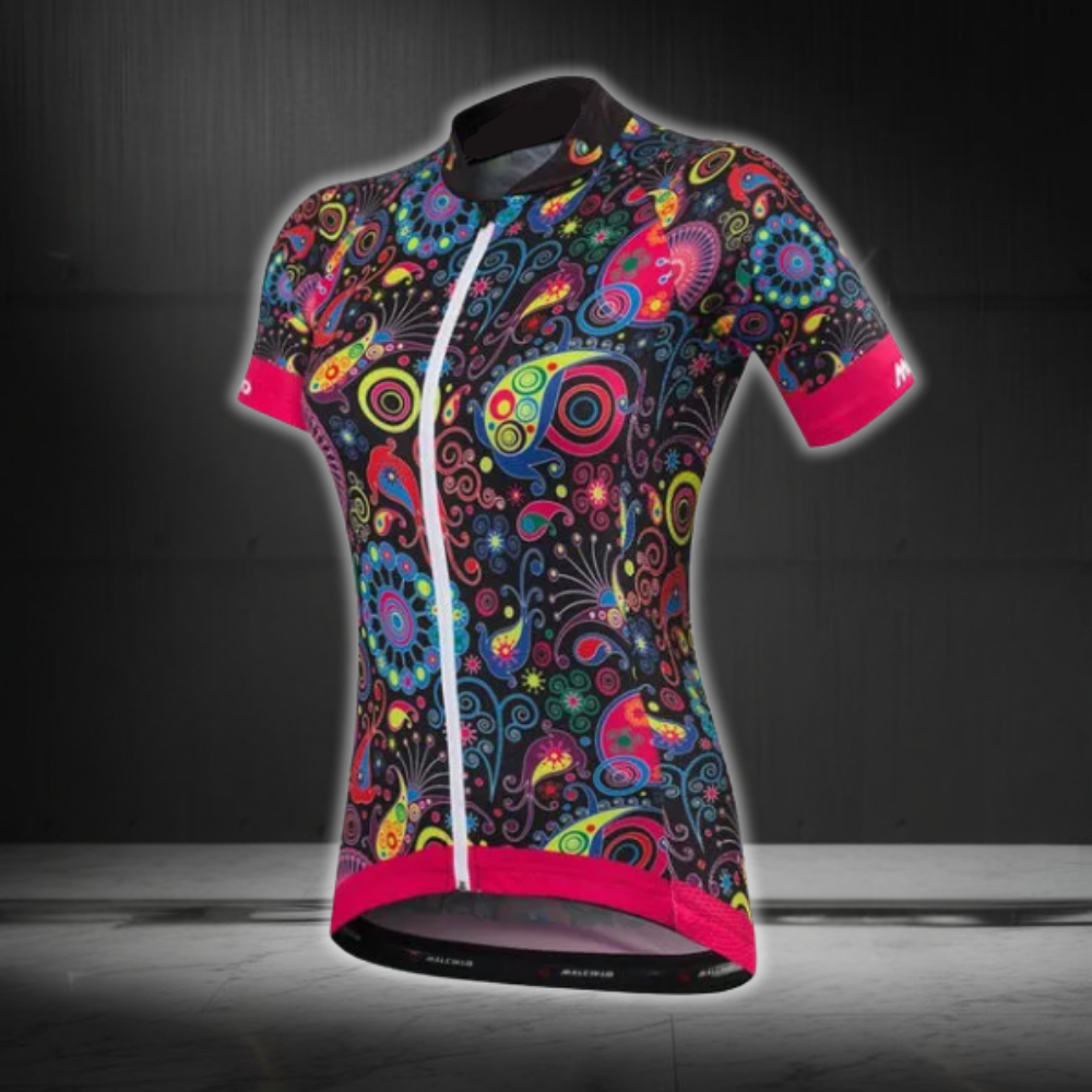 Paisley Cycling Short Sleeve Jersey For Women, Ladies Paisley Cycling Jerseys CZ0140