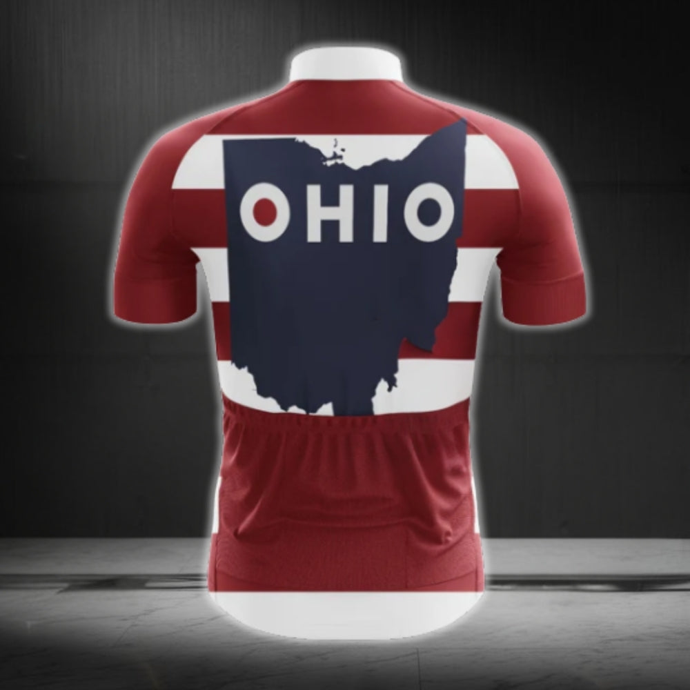 Men's Ohio Flag Short Sleeve Cycling Jersey, Ohio Cycling Jerseys CG0424