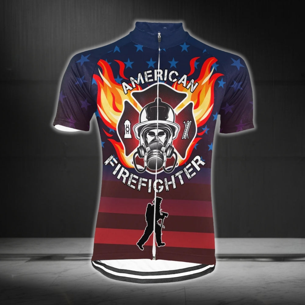 Custom American Firefighter Cycling Short Sleeve Jersey For Mens, Custom Firefighter Cycling Jerseys CG0324