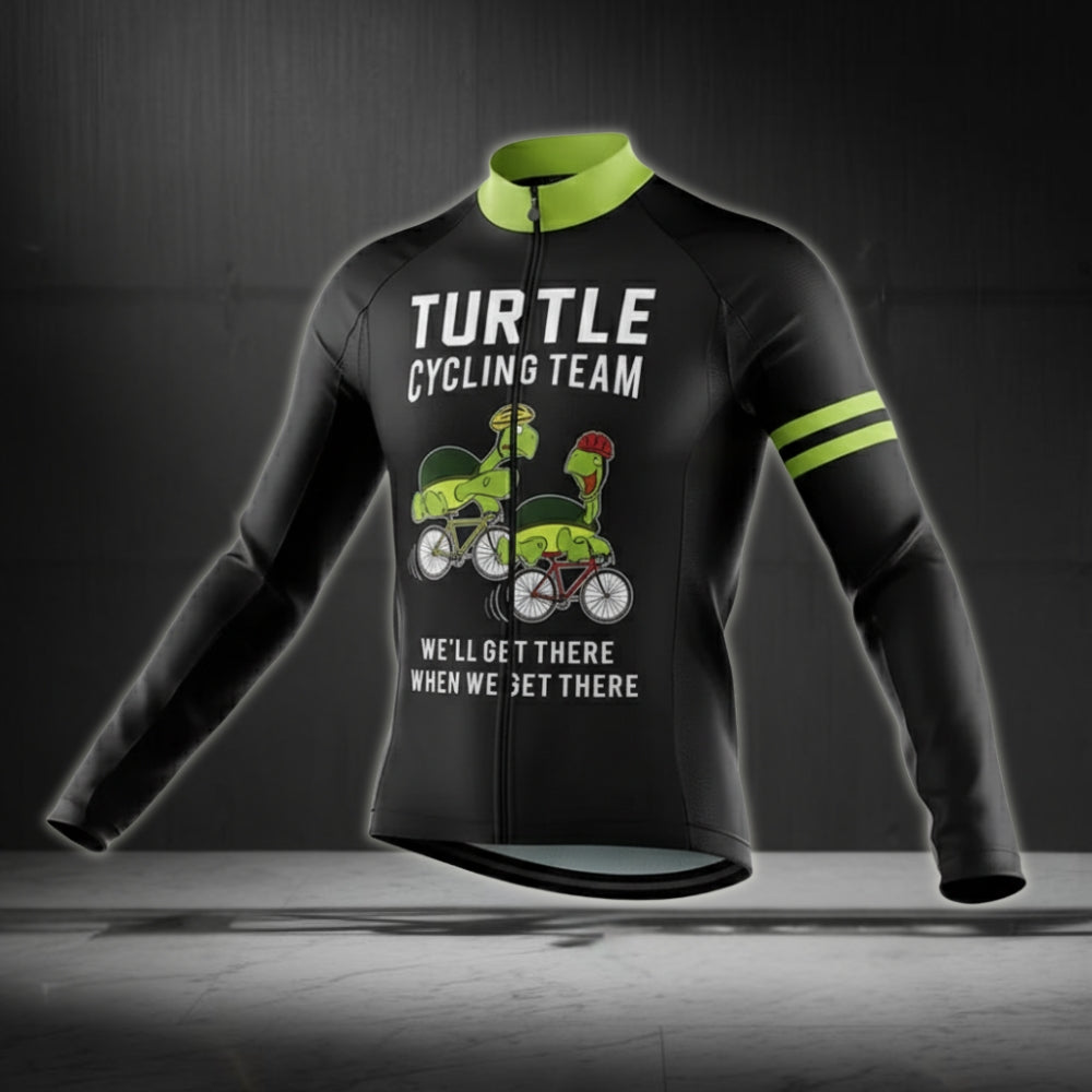 Turtle Cycling Team We're Slow As Shell Cycling Long Sleeve Jersey Men, Turtle Team Cycling Jersey CZ0070