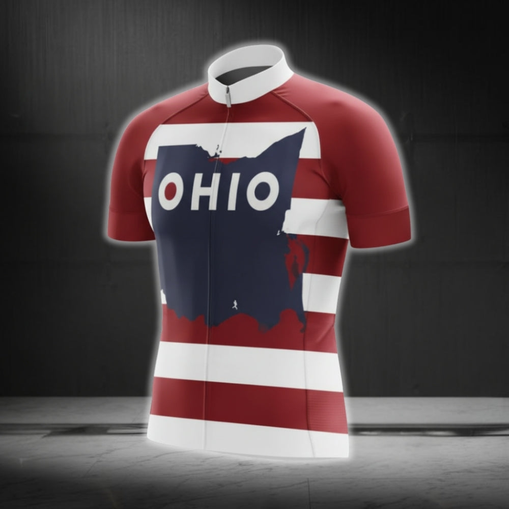Men's Ohio Flag Short Sleeve Cycling Jersey, Ohio Cycling Jerseys CG0424