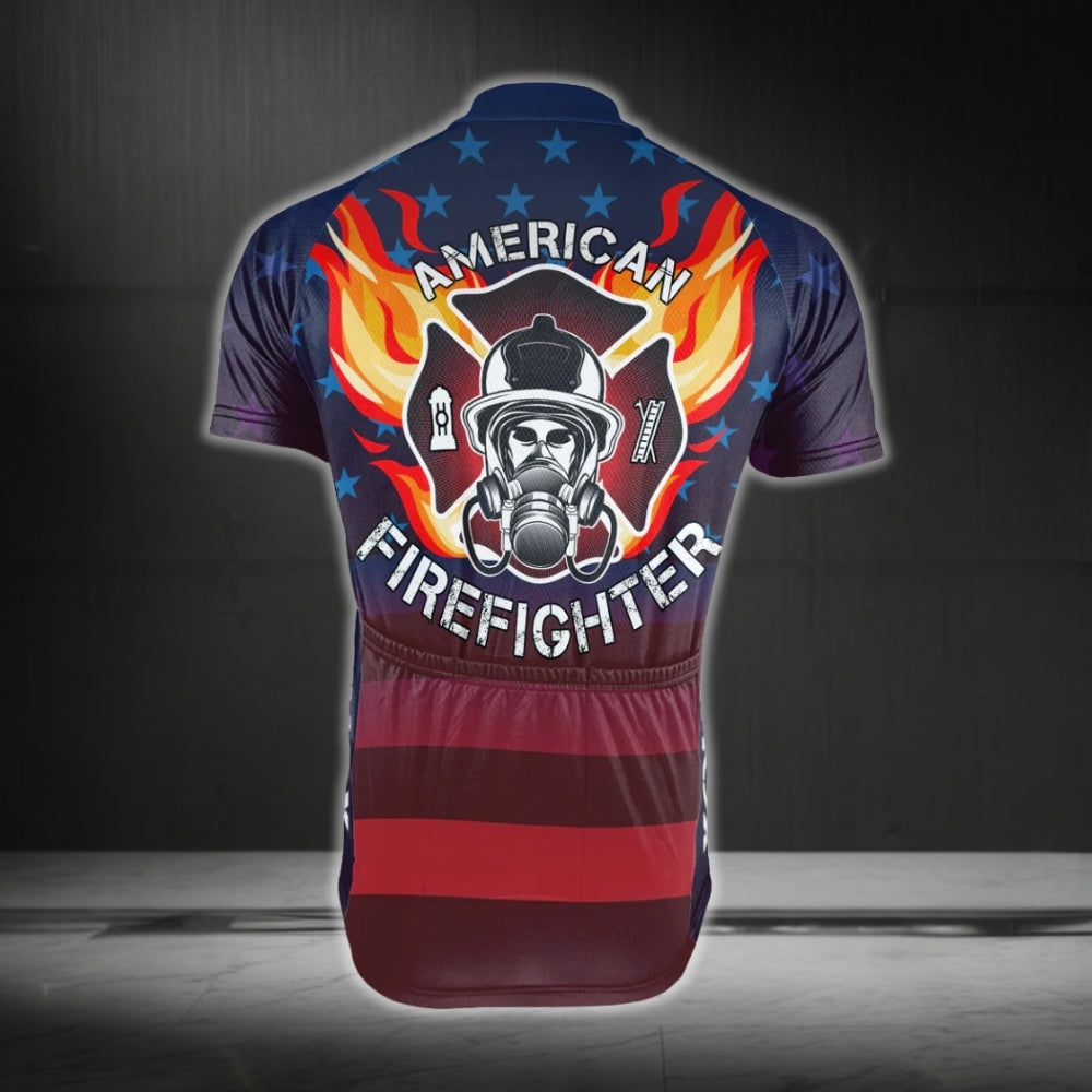 Custom American Firefighter Cycling Short Sleeve Jersey For Mens, Custom Firefighter Cycling Jerseys CG0324