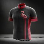 Black And Red Flamingo Cycling Short Sleeve Jersey For Mens, Flamingo Cycling Jerseys CG0053