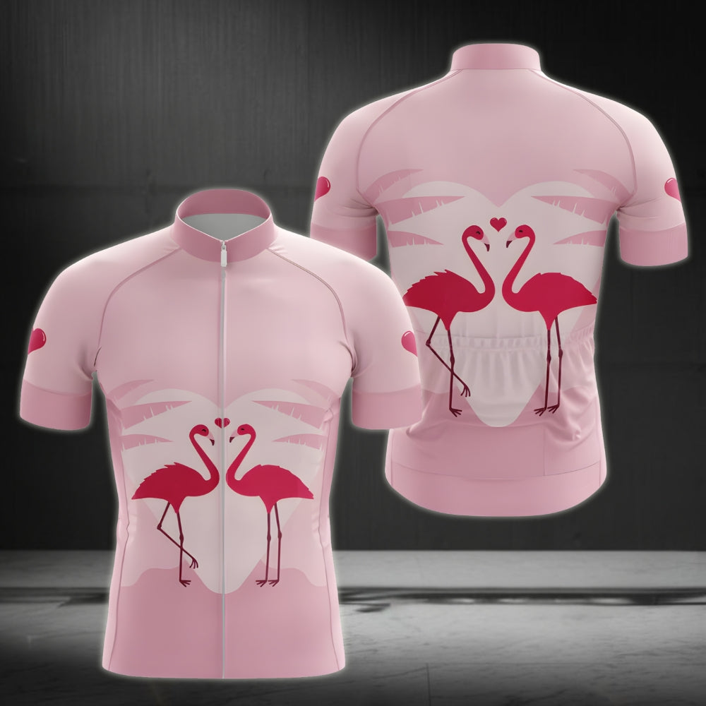 Flamingo Pink Short Sleeve Cycling Jersey For Mens, Flamingo Cycling Jerseys CG0052