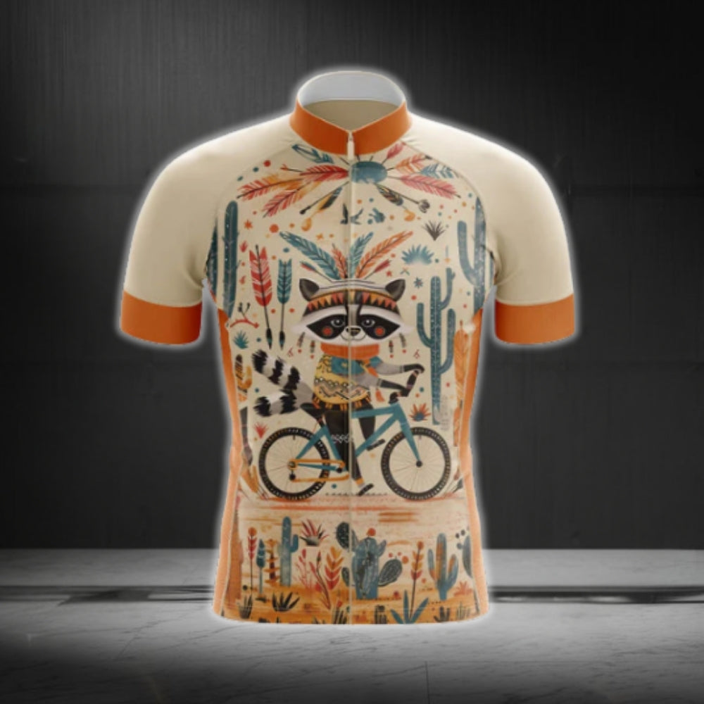 Funny Raccoon Native Cycling Short Sleeve Jersey For Men, Raccoon Native Cycling Jerseys CG0548