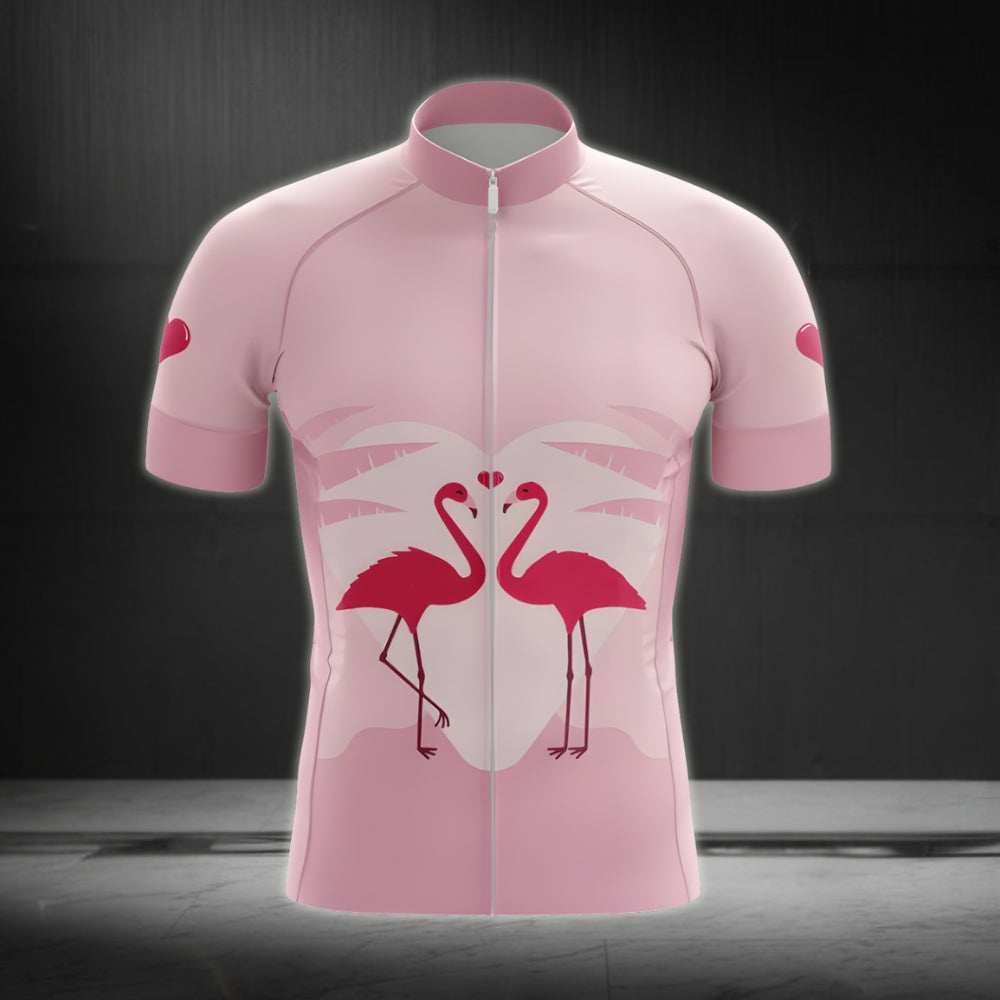 Flamingo Pink Short Sleeve Cycling Jersey For Mens, Flamingo Cycling Jerseys CG0052
