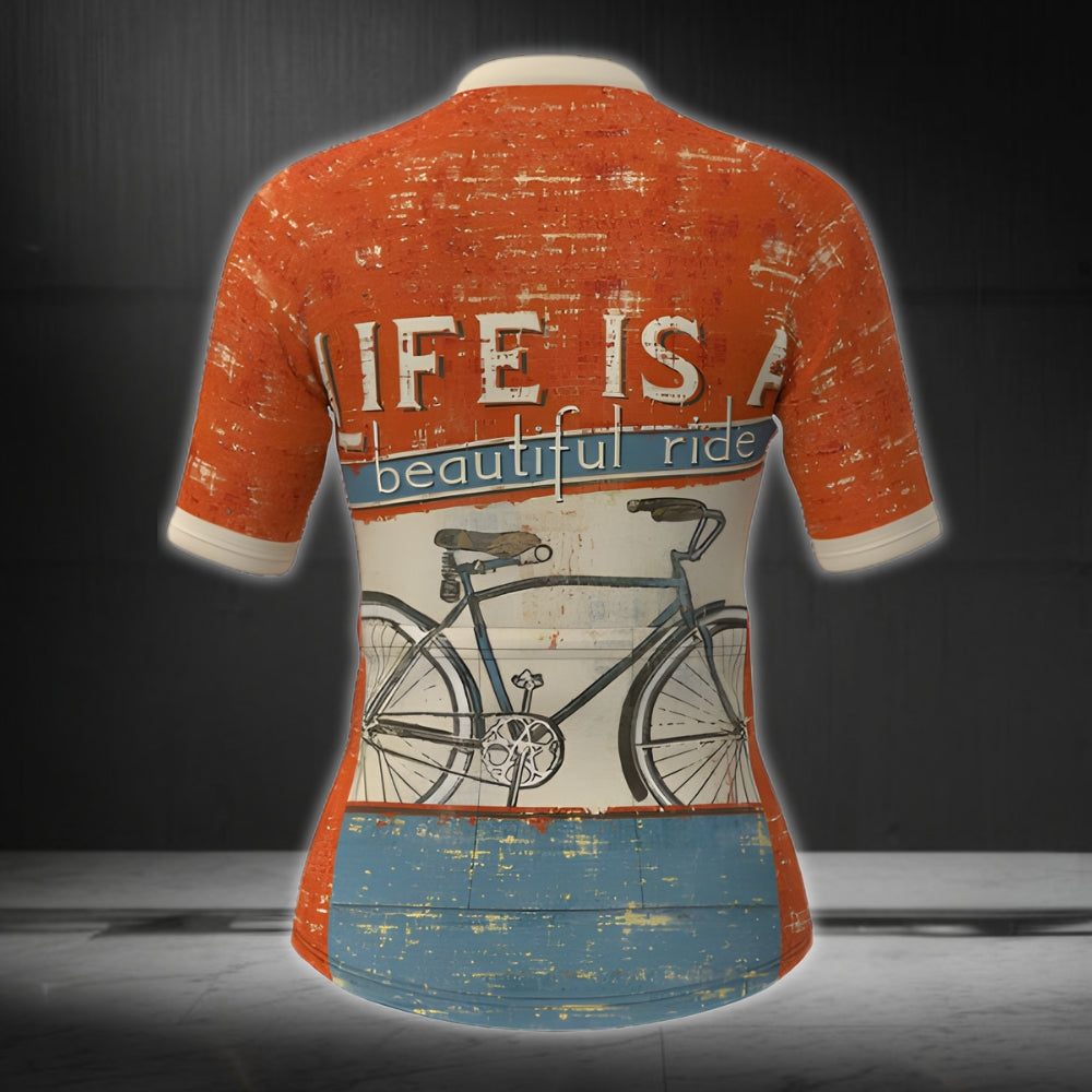 Life Is A Beautiful Ride Short Sleeve Vintage Cycling Jersey Mens, Vintage Cycling Jerseys CZ0071
