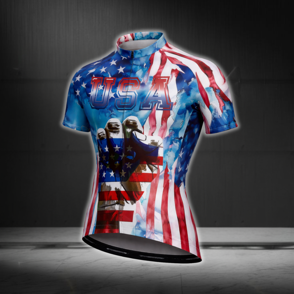 USA Flag Cycling Short Sleeve Jersey For Men, Patriotic Cycling Jerseys CZ0141