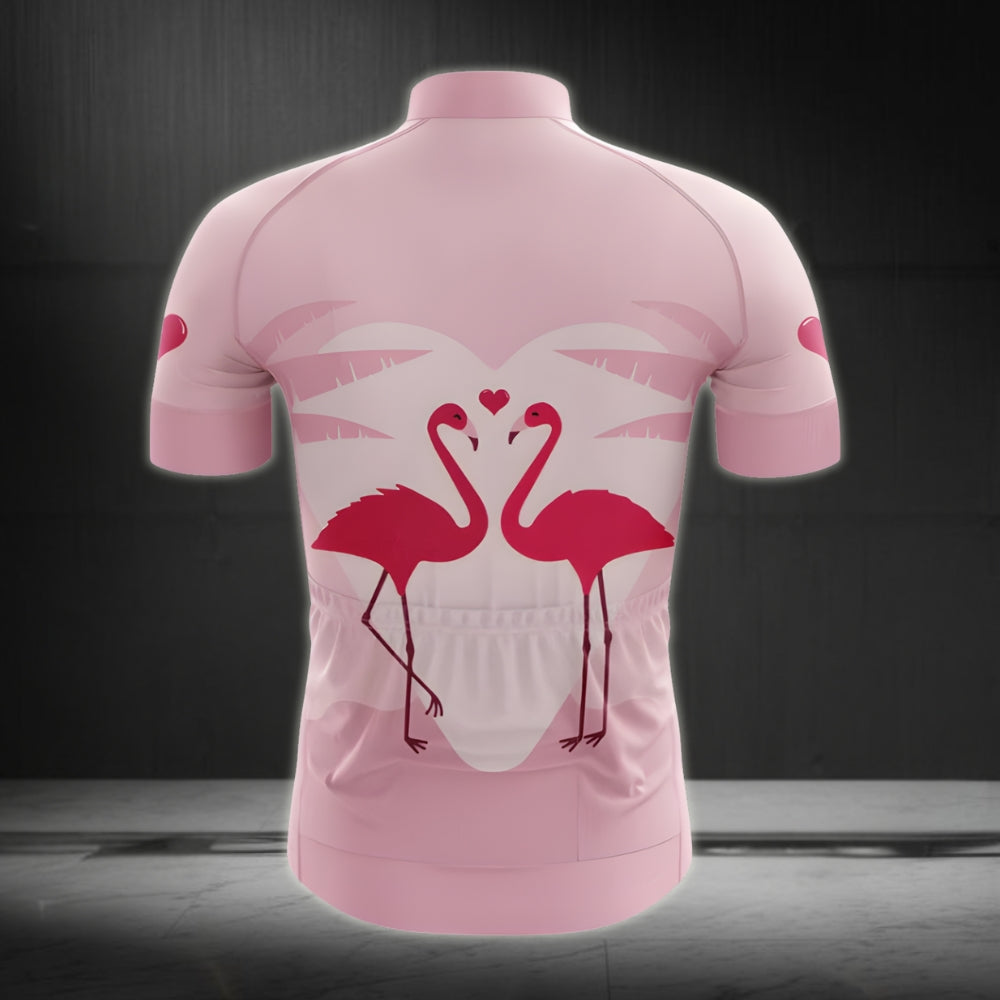 Flamingo Pink Short Sleeve Cycling Jersey For Mens, Flamingo Cycling Jerseys CG0052