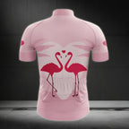 Flamingo Pink Short Sleeve Cycling Jersey For Mens, Flamingo Cycling Jerseys CG0052