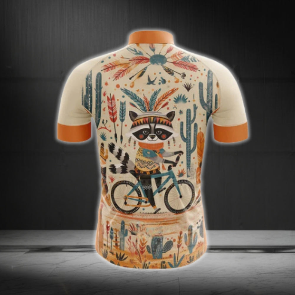 Funny Raccoon Native Cycling Short Sleeve Jersey For Men, Raccoon Native Cycling Jerseys CG0548