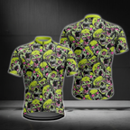 Green Skull Cycling Jersey Short Sleeve For Mens, Men's Skull Cycling Jerseys CE0052