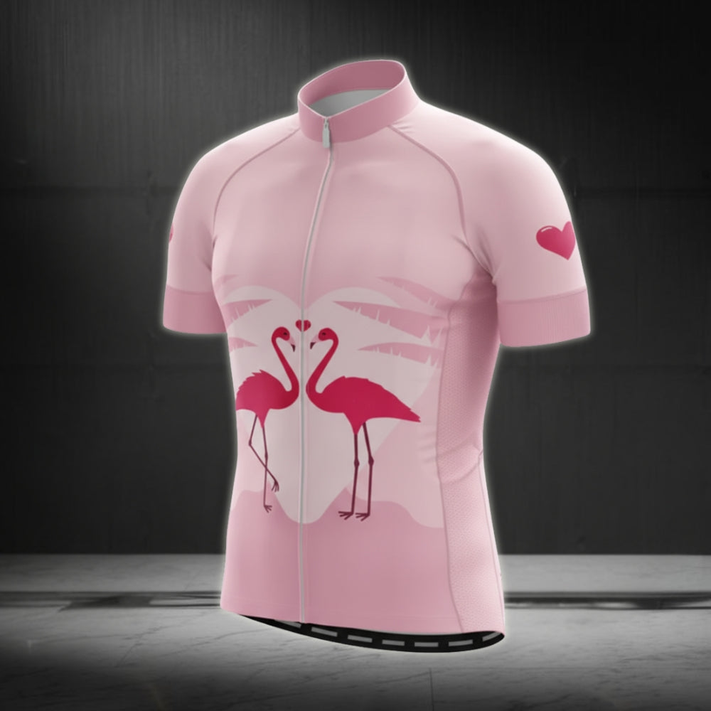 Flamingo Pink Short Sleeve Cycling Jersey For Mens, Flamingo Cycling Jerseys CG0052