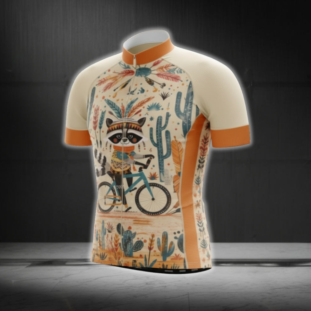 Funny Raccoon Native Cycling Short Sleeve Jersey For Men, Raccoon Native Cycling Jerseys CG0548