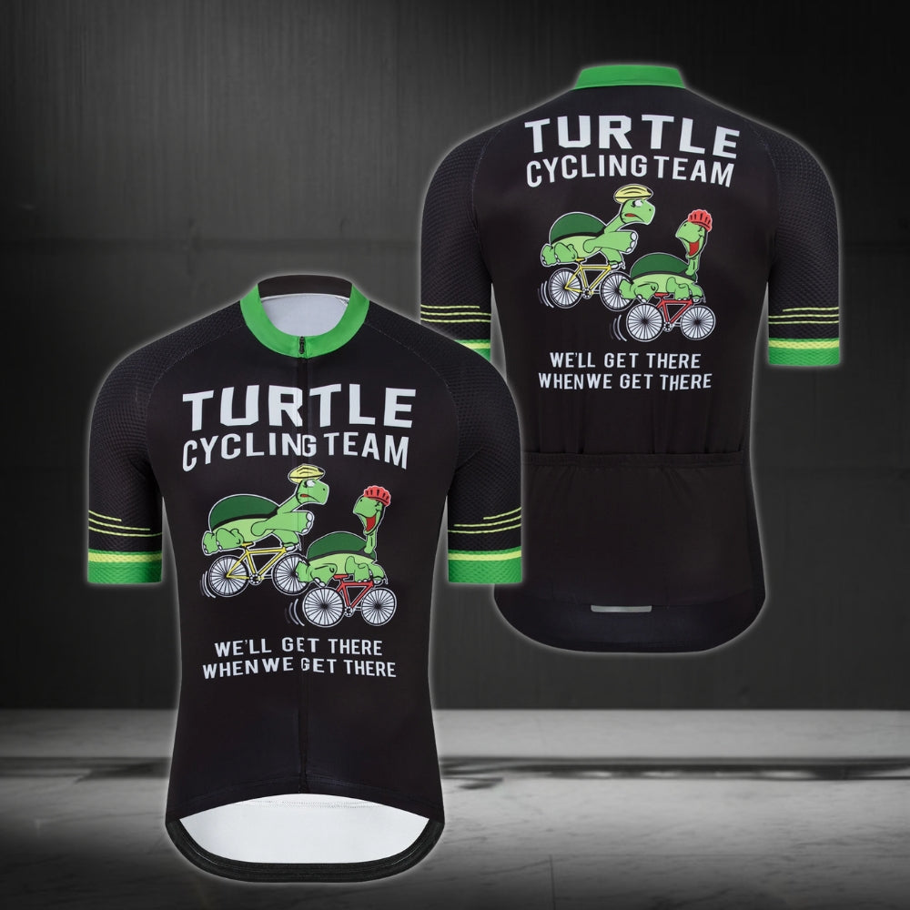 Turtle Cycling Team We'll Get There When We Get There Short Sleeve Cycling Jersey For Mens, Turtle Funny Cycling Jerseys CZ0072