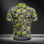 Green Skull Cycling Jersey Short Sleeve For Mens, Men's Skull Cycling Jerseys CE0052