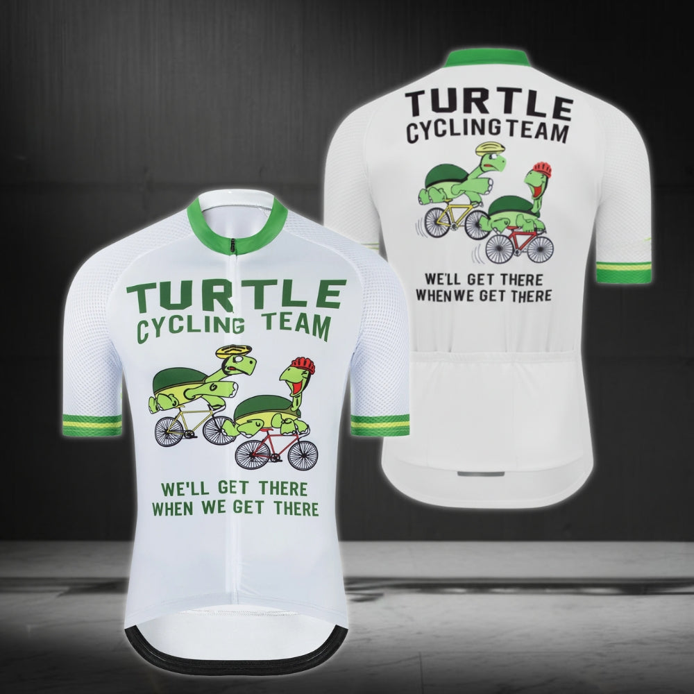 Turtle Cycling Team We'll Get There When We Get There Short Sleeve Cycling Jersey For Mens, Turtle Funny Cycling Jerseys CZ0072