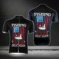 Fishing Great Again Custom USA Flag Cycling Short Sleeve Jersey For Mens, Custom Fishing Cycling Jerseys CG0326