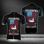 Fishing Great Again Custom USA Flag Cycling Short Sleeve Jersey For Mens, Custom Fishing Cycling Jerseys CG0326