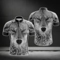 Black And White Wolf Short Sleeve Men Cycling Jersey, Wolf Cycling Jerseys CG0617