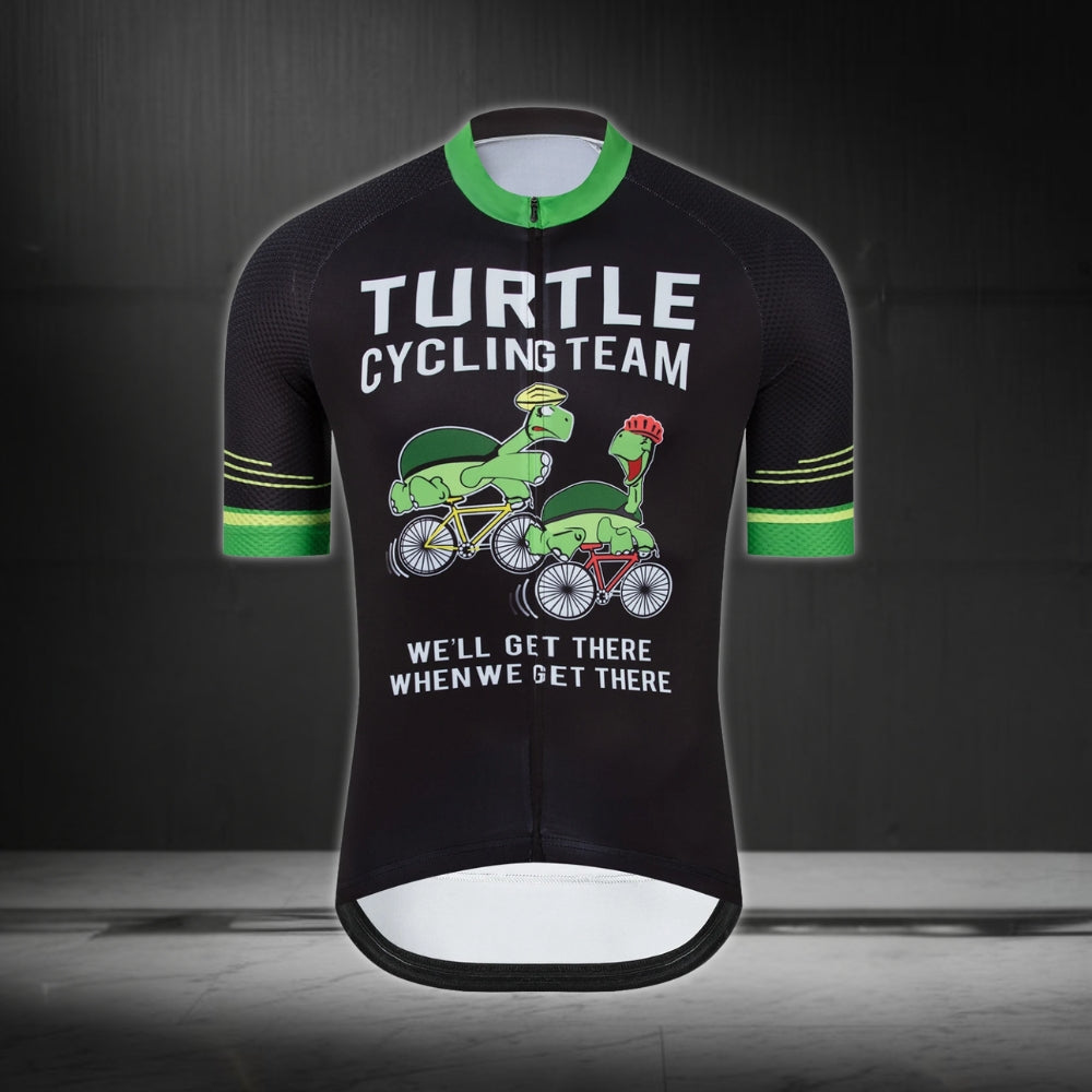 Turtle Cycling Team We'll Get There When We Get There Short Sleeve Cycling Jersey For Mens, Turtle Funny Cycling Jerseys CZ0072
