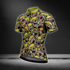 Green Skull Cycling Jersey Short Sleeve For Mens, Men's Skull Cycling Jerseys CE0052
