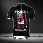 Fishing Great Again Custom USA Flag Cycling Short Sleeve Jersey For Mens, Custom Fishing Cycling Jerseys CG0326