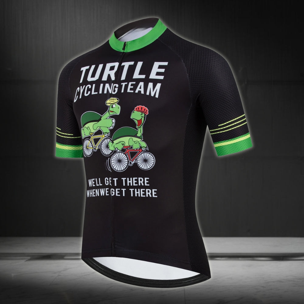 Turtle Cycling Team We'll Get There When We Get There Short Sleeve Cycling Jersey For Mens, Turtle Funny Cycling Jerseys CZ0072