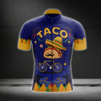 Blue And Yellow Taco Cycling Short Sleeve Jersey Mens, Mexican Food Cycling Jerseys CG0060