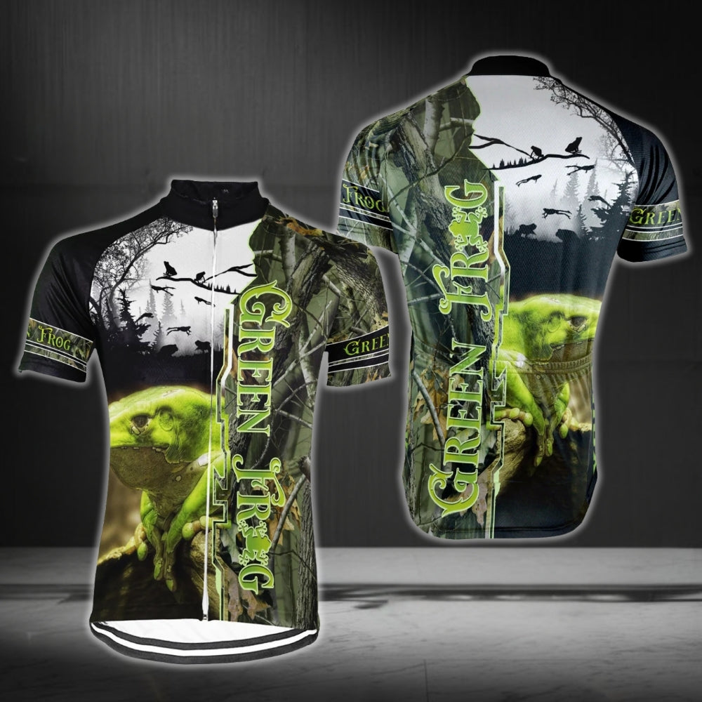 Custom Green Frog Men's Short Sleeve Cycling Jersey, Custom Frog Cycling Jersey CG0327