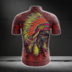 Black And Red Skull Native Men Cycling Short Sleeve Jersey, Skull Native Cycling Jerseys CG0550