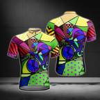 Colorful Geometric Cycling Short Sleeve Jersey Mens, Men's Colorful Cycling Jerseys CE0051