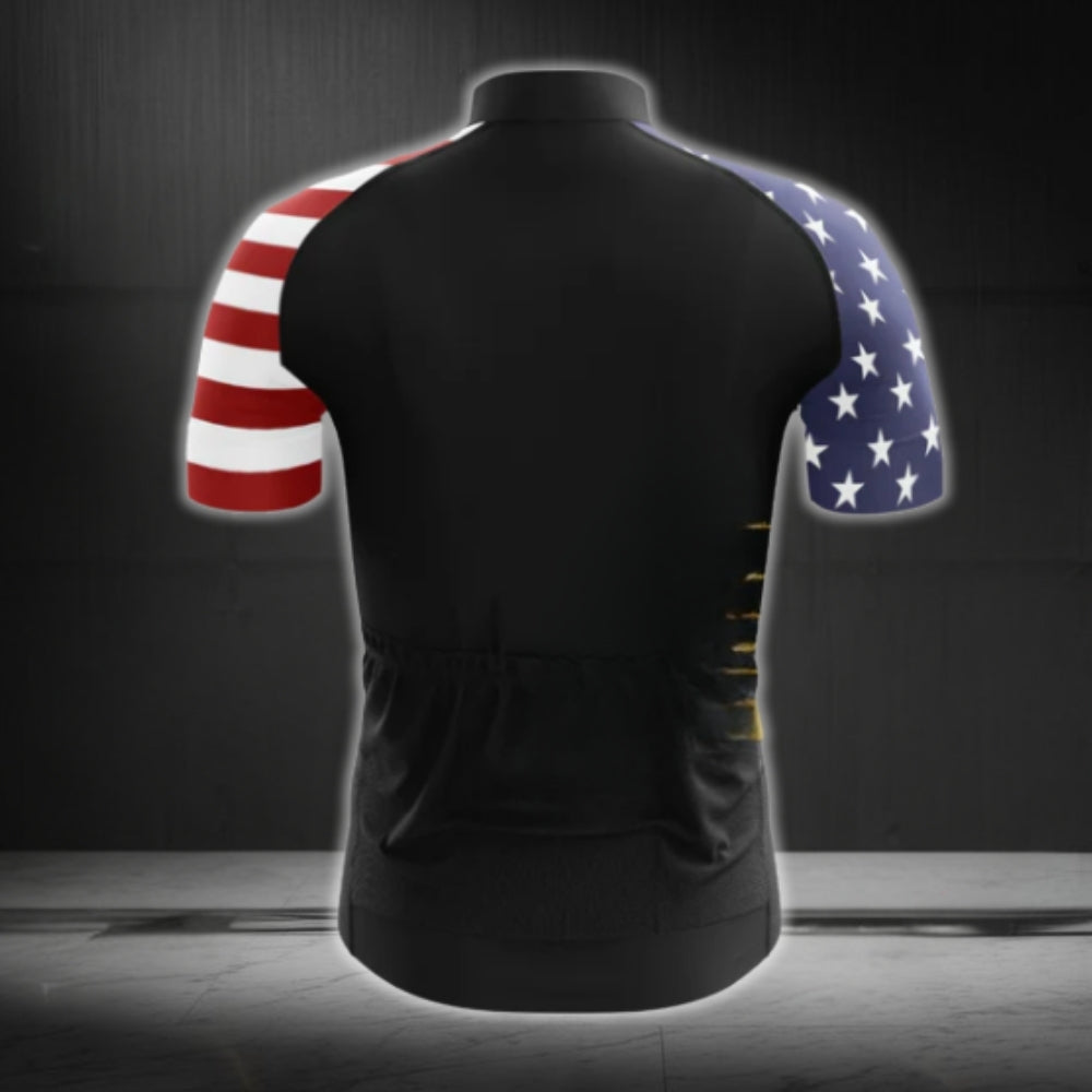 American Flag Short Sleeve Cycling Jersey For Men, Patriotic Cycling Jerseys CG0427